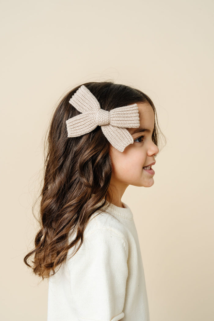 Sweater Bow - Tan Chunky Knit