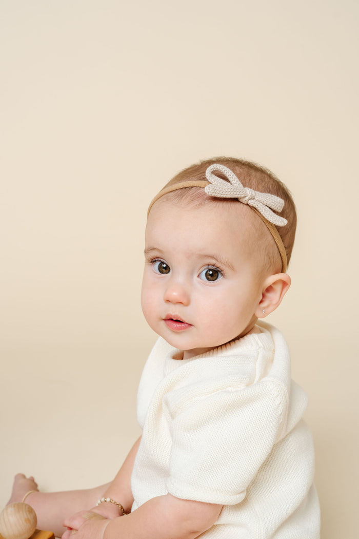 Sweater Bow - Tan Knit
