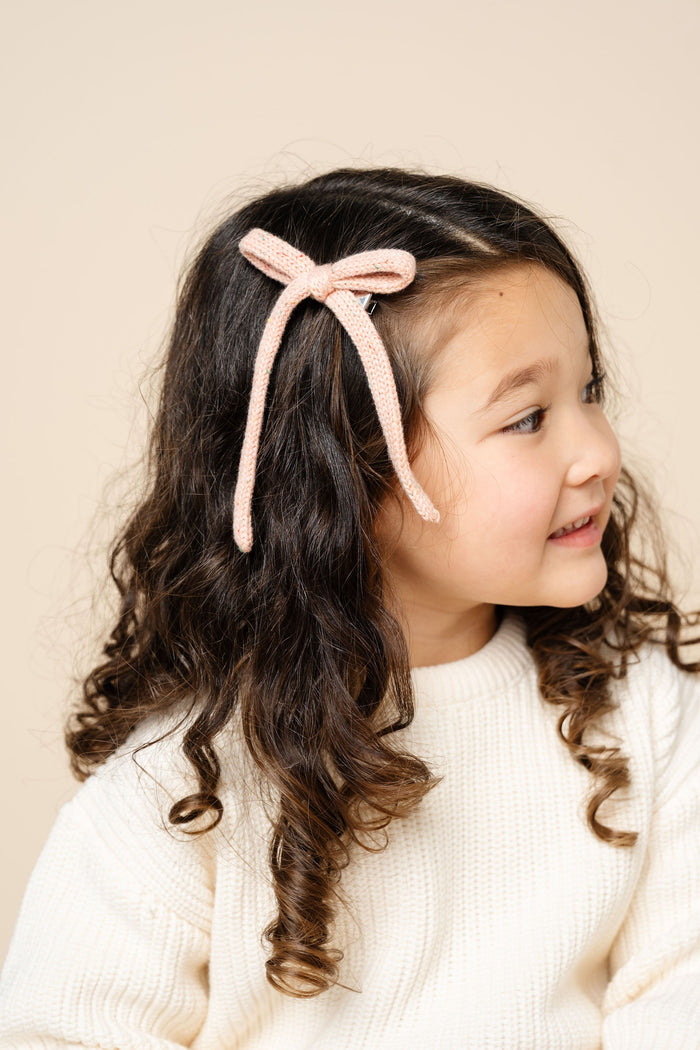 Sweater Bow 3 Pack - Petal Speckle Knit Sash Clip