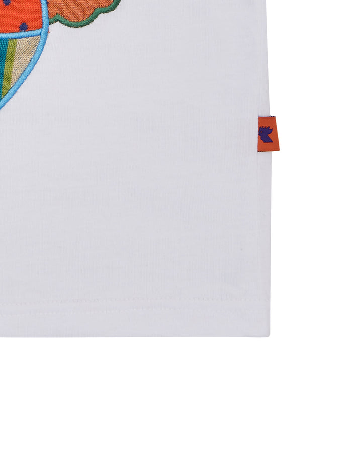 T-shirt bambino cotone tinta unita bianco con ricamo mongolfiera - Gallo 1927 - Official Online Shop