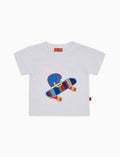 T-shirt bambino cotone tinta unita bianco con ricamo skateboard - Gallo 1927 - Official Online Shop