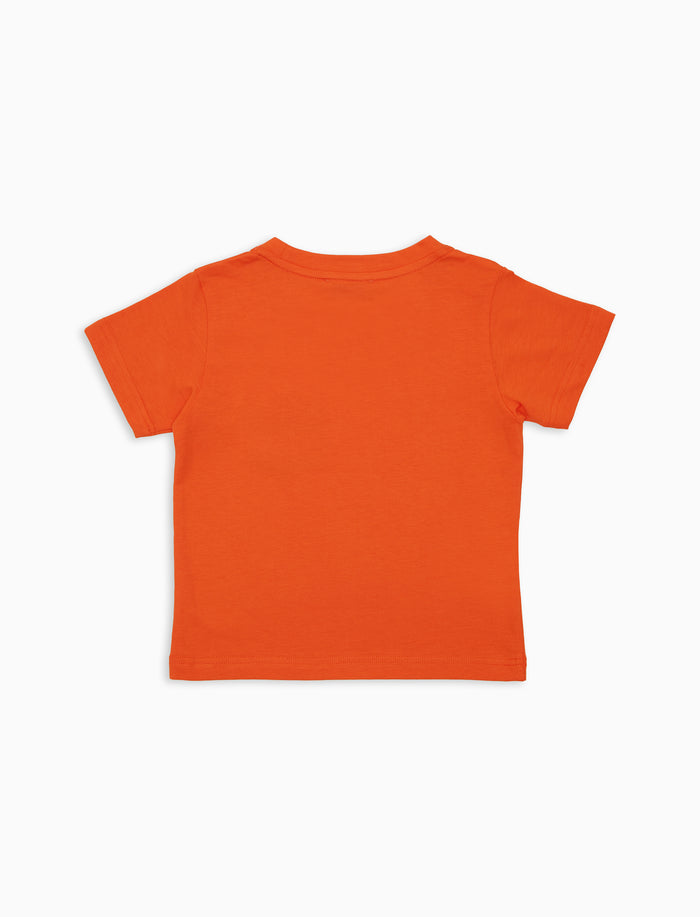T-shirt bambino cotone tinta unita con taschino righe multicolor arancio - Gallo 1927 - Official Online Shop
