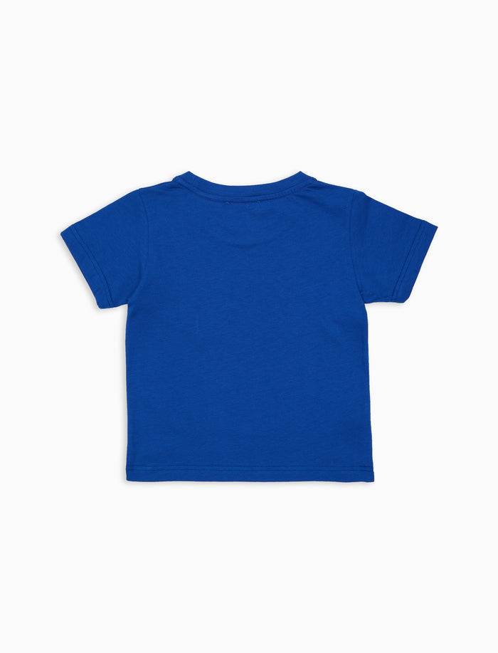 T-shirt bambino cotone tinta unita con taschino righe multicolor blu - Gallo 1927 - Official Online Shop