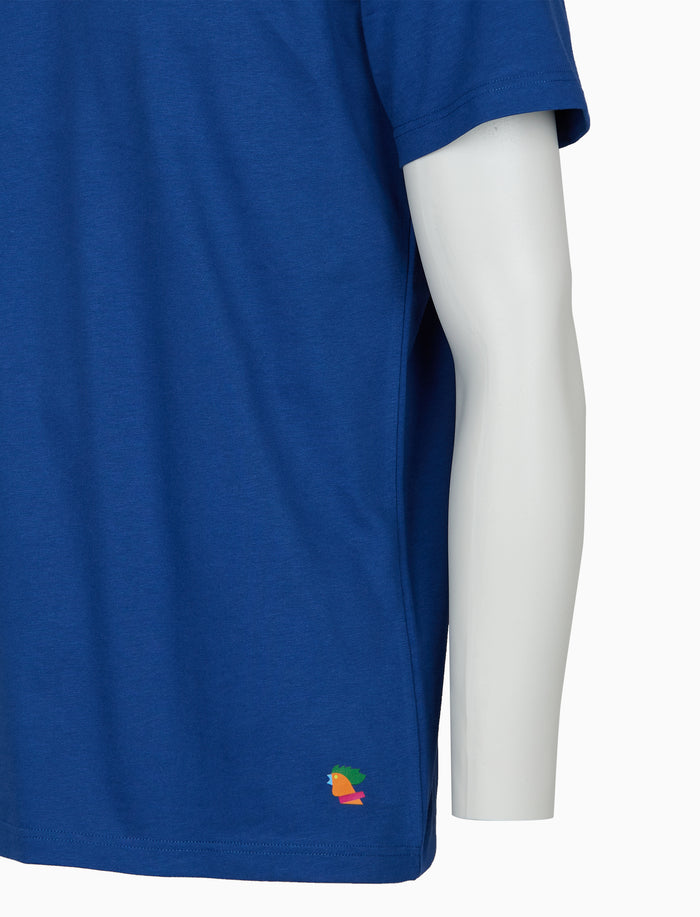 T-shirt girocollo unisex cotone tinta unita con stampa galletto colorato blu - Gallo 1927 - Official Online Shop