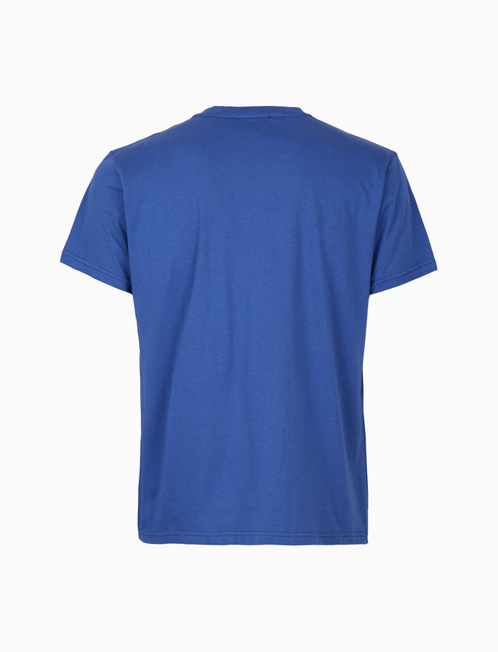 T-shirt girocollo uomo cotone tinta unita blu con taschino seersucker - Gallo 1927 - Official Online Shop