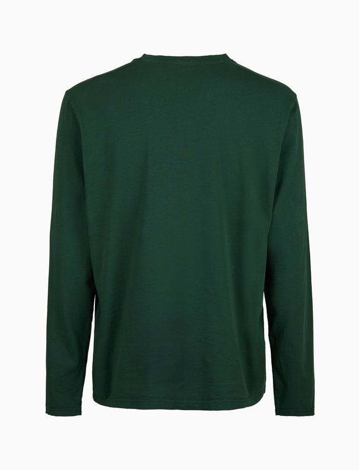 T-shirt maniche lunghe uomo cotone verde tinto capo e taschino pile multicolor - Gallo 1927 - Official Online Shop