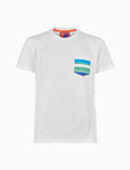 T-shirt uomo cotone tinta unita e taschino multicolor bianco - Gallo 1927 - Official Online Shop