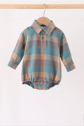 Teal Plaid Button Down Bubble