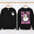 Tis The Season Retro Santa Checkered Front And Back Graphic Vintage Holiday Sweatshirt