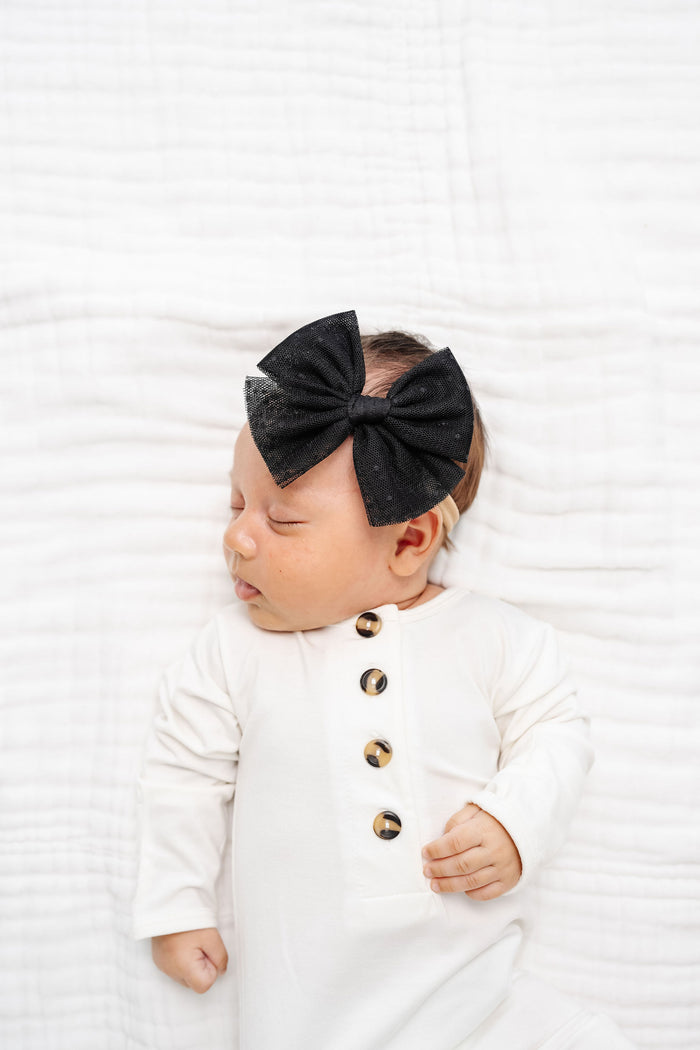 Tulle Bow - Black Dot