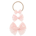 Tulle Bow - Blush Shimmer Dot