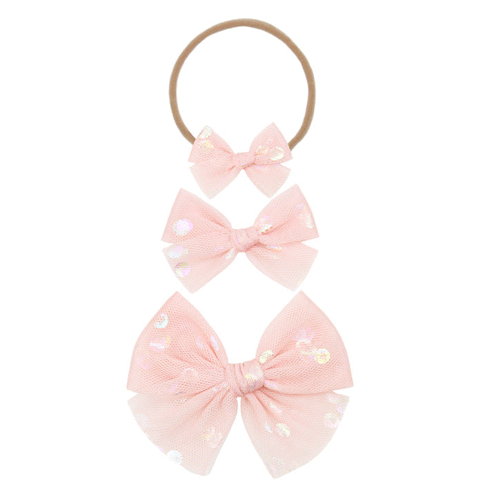 Tulle Bow - Blush Shimmer Dot