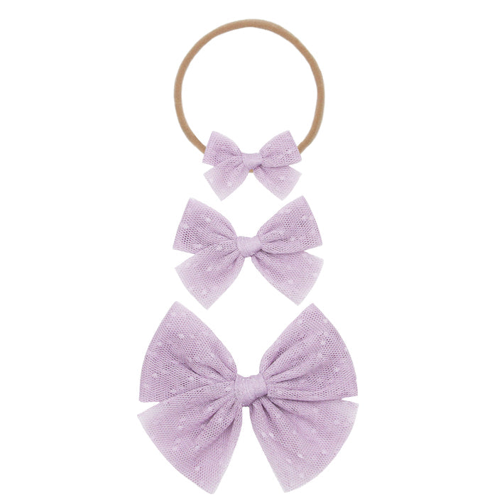 Tulle Bow - Lavender Dot