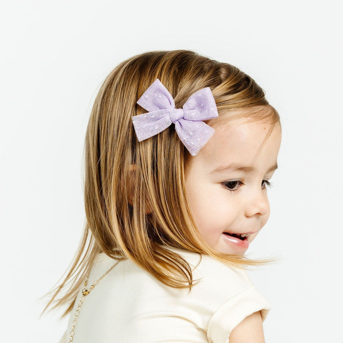 Tulle Bow - Lavender Dot