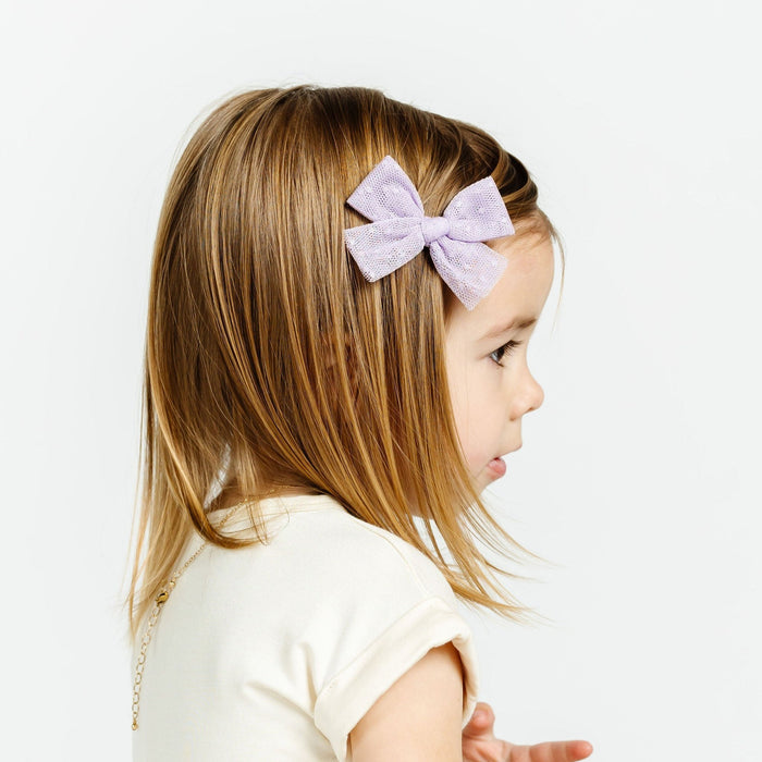 Tulle Bow - Lavender Dot