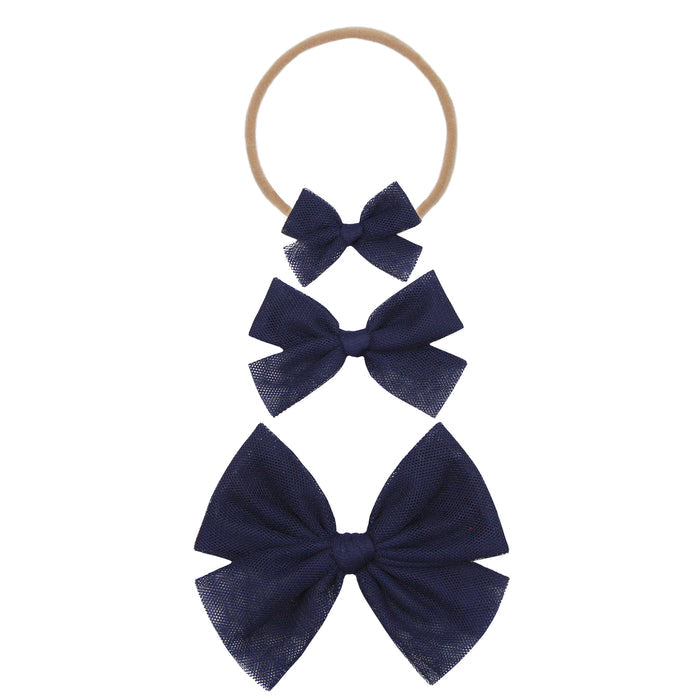 Tulle Bow - Navy