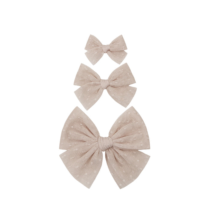 Tulle Bow - Tan Dot