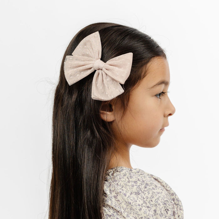 Tulle Bow - Tan Dot