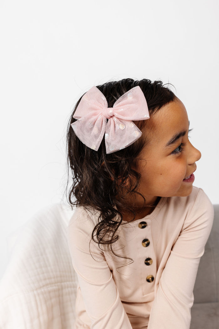 Tulle Bow 3 Pack: Blush Shimmer Dot