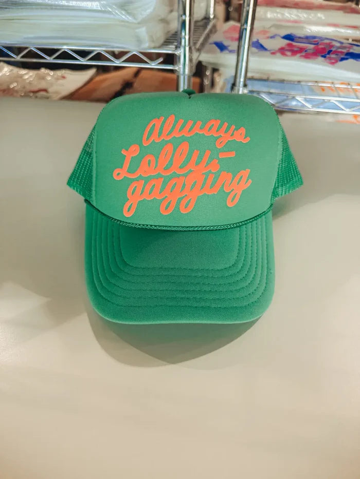 Underground Original Design: Always Lollygagging, (Coral) PUFF Trucker Hat