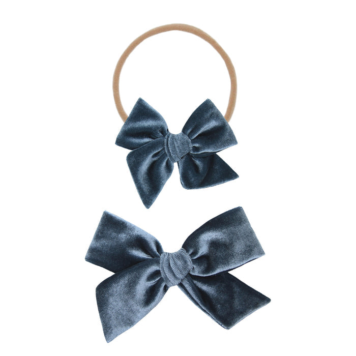 Velvet - Steel Blue Bow