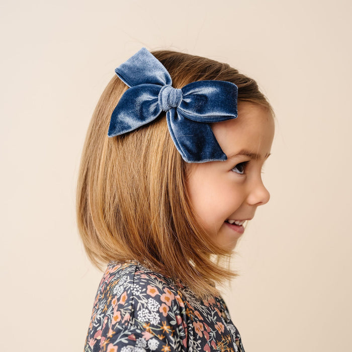 Velvet - Steel Blue Bow