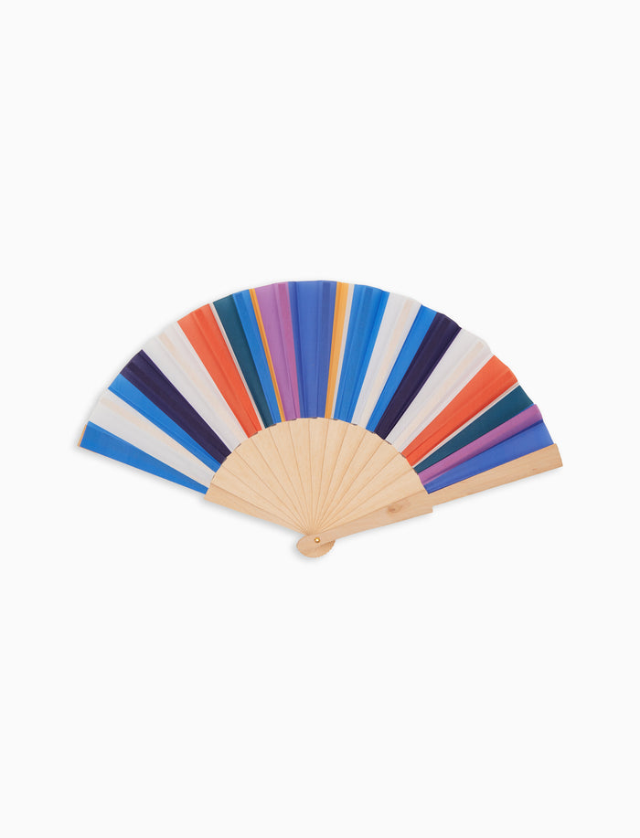 Ventaglio in legno unisex righe multicolor bianco