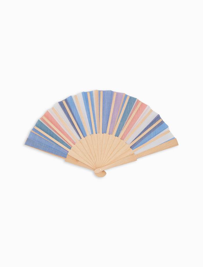 Ventaglio in legno unisex righe multicolor bianco