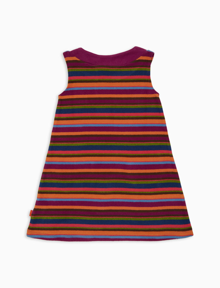 Vestito bambino pile fucsia righe multicolor - Gallo 1927 - Official Online Shop