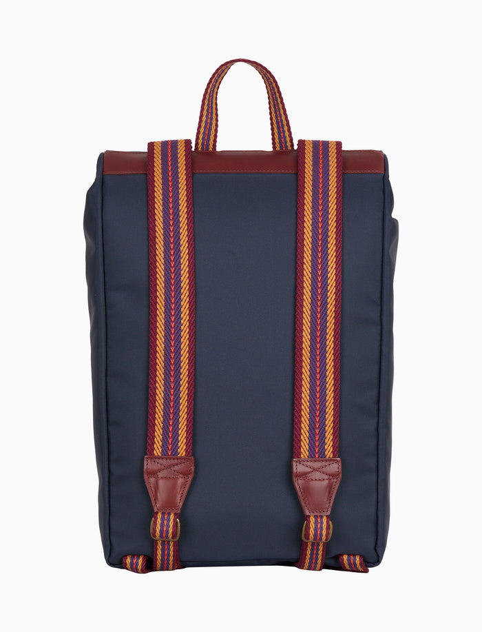 Zaino unisex tinta unita blu con nastro spigato ed inserti in pelle - Gallo 1927 - Official Online Shop