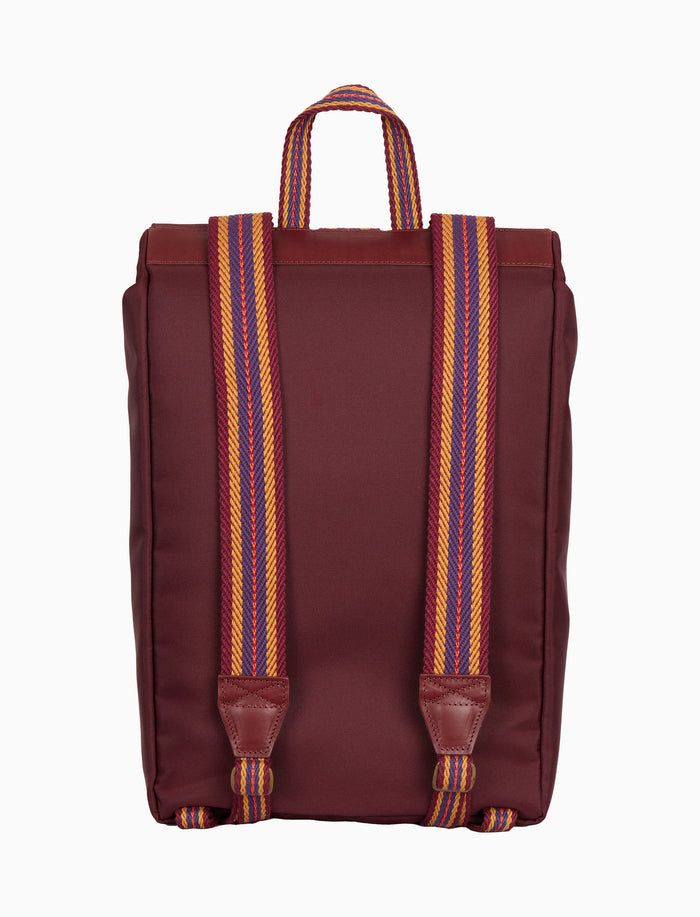 Zaino unisex tinta unita bordò con nastro spigato ed inserti in pelle - Gallo 1927 - Official Online Shop